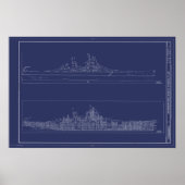  slagschip USS Missouri Blueprints Poster (Voorkant)