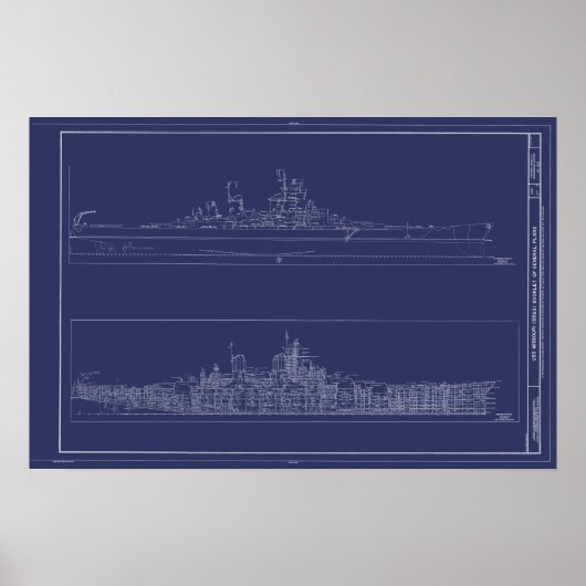 slagschip USS Missouri Blueprints Poster (Voorkant)