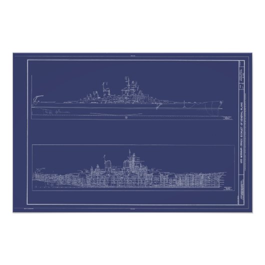  slagschip USS Missouri Blueprints Poster (Voorkant)