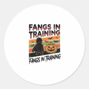 Slagtanden in training Funny Vampier Halloween T-s Ronde Sticker