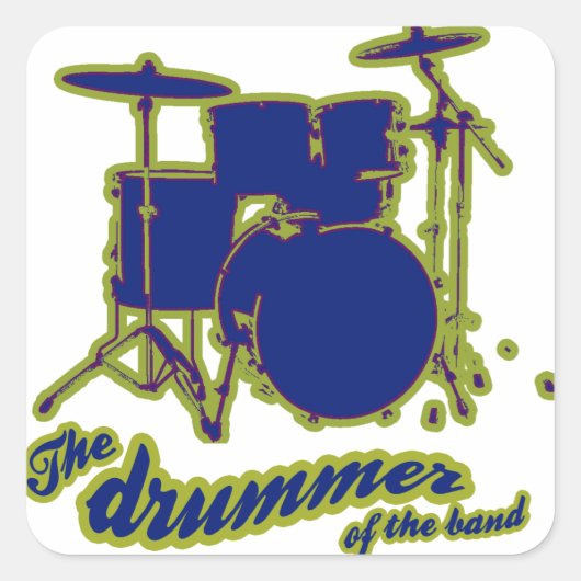 slagtrommels ~ trommelvaten vierkante sticker (Voorkant)
