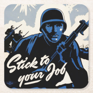 Slagveld Aanvalslanding door Amerikaanse krijgers Kartonnen Onderzetters