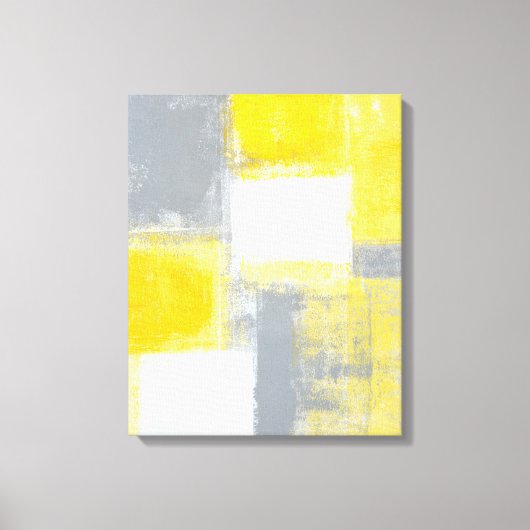 'slagveld' Grijze en gele Abstracte kunst Canvas Afdruk (Voorkant)