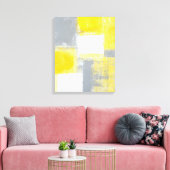 'slagveld' Grijze en gele Abstracte kunst Canvas Afdruk (Insitu (Woonkamer))