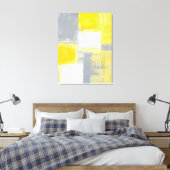 'slagveld' Grijze en gele Abstracte kunst Canvas Afdruk (Insitu (Slaapkamer))