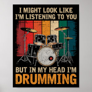 Slagwerker Drummen Voor Drumstel Liefhebber Drumme Poster