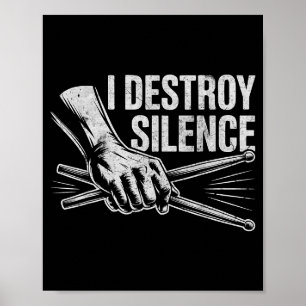 Slagwerker Drummer I Vernietig Stilte Drummen L Poster