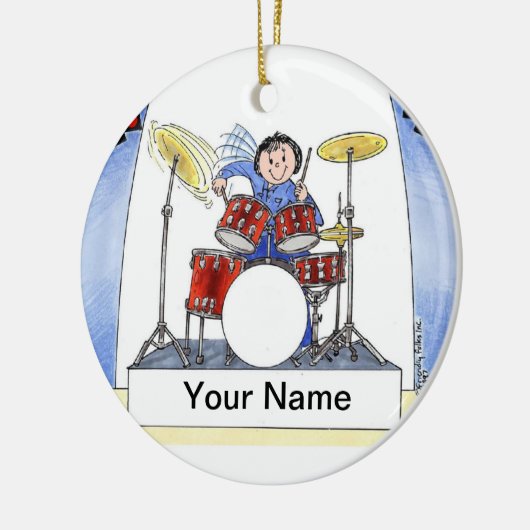 Slagwerker - vrouw keramisch ornament (Links)