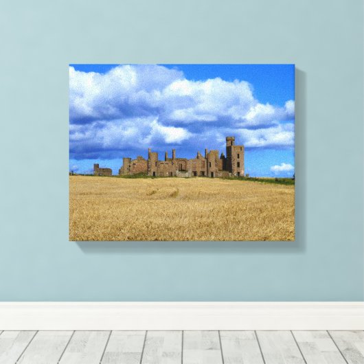 Slains Castle, Aberdeenshire, Schotland. Canvas Afdruk (Insitu (Houten vloer))