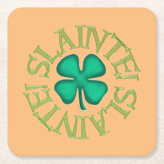 Slainte, bruin papier drinkt zowat kusten kartonnen onderzetters (Voorkant)