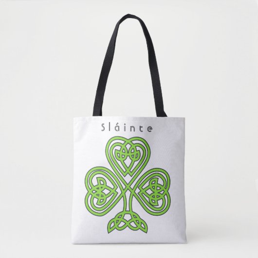 Slainte Celtic Irish Shamrock Design Tote Bag (Voorkant)