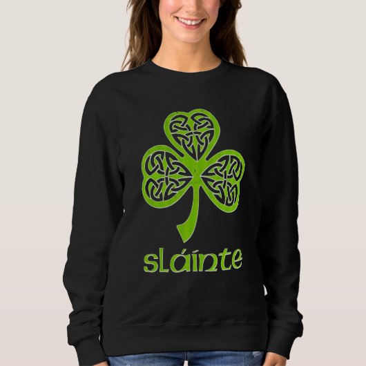 Sláinte Celtic Knot C St Patrick's Day Gaelic Slai Trui (Voorkant)