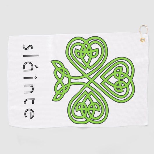 Slainte Celtic Shamrock Green St. Patrick's Day Golfhanddoek (Horizontaal)
