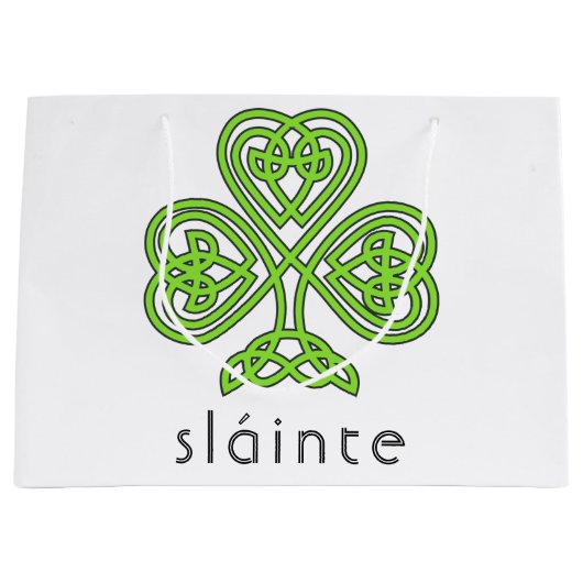 Slainte Celtic Shamrock Green St. Patrick's Day Groot Cadeauzakje (Voorkant)