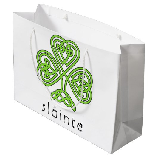 Slainte Celtic Shamrock Green St. Patrick's Day Groot Cadeauzakje (Achterkant Gekanteld)