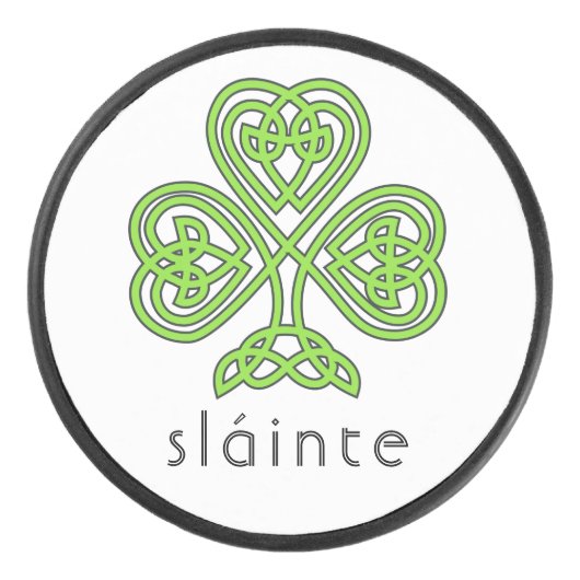 Slainte Celtic Shamrock Green St. Patrick's Day Hockey Puck (Voorkant)