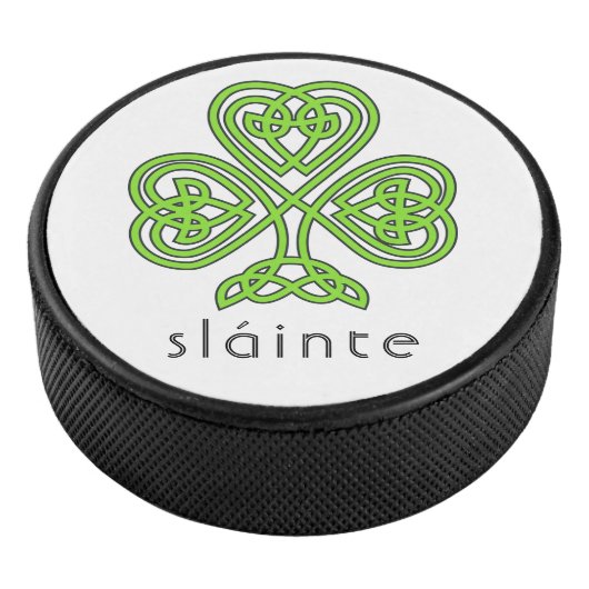 Slainte Celtic Shamrock Green St. Patrick's Day Hockey Puck (3/4)