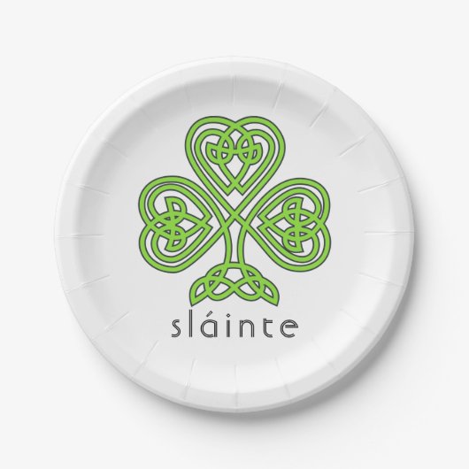 Slainte Celtic Shamrock Green St. Patrick's Day Papieren Bordje (Voorkant)