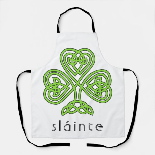 Slainte Celtic Shamrock Green St. Patrick's Day Schort (Voorkant)