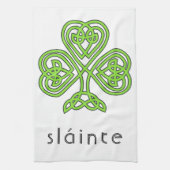 Slainte Celtic Shamrock Green St. Patrick's Day Theedoek (Verticaal)