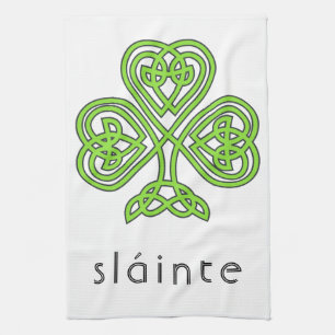Slainte Celtic Shamrock Green St. Patrick's Day Theedoek