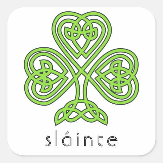 Slainte Celtic Shamrock Green St. Patrick's Day Vierkante Sticker (Voorkant)