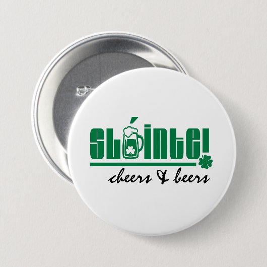 Sláinte. Cheers & Beers. St. Patrick's Day Ronde Button 7,6 Cm (Voorkant /achterkant)