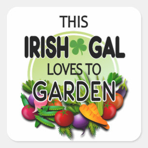 Slainte Deze Ierse Gal houdt van tuingroenten Vierkante Sticker