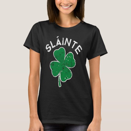 Slainte Drinking Lucky C St Patrick's Day Distress T-shirt (Voorkant)