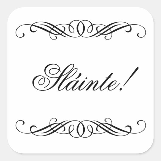 Slainte - Elegante werveling bruiloft Vierkante Sticker (Voorkant)