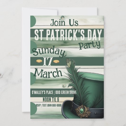 Slainte en Happy St Patrick's Day Party Kaart (Voorkant)