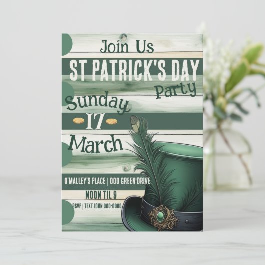 Slainte en Happy St Patrick's Day Party Kaart (Staand voorkant)