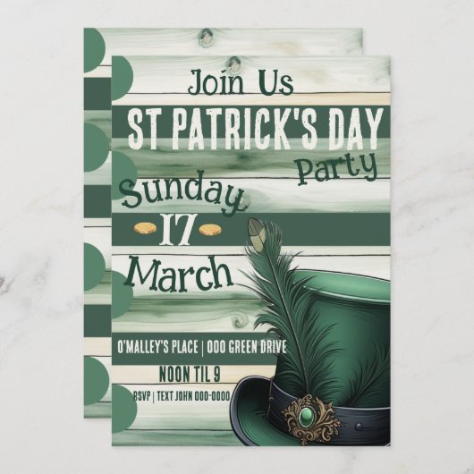 Slainte en Happy St Patrick's Day Party Kaart (Voorkant / Achterkant)