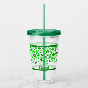Sláinte Geluks-Ierse Klavertjes Ontwerp Persoonlij Acryl Drinkbeker