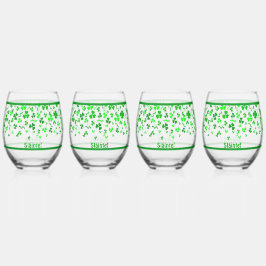Sláinte Geluks-Ierse Klavertjes Ontwerp Persoonlij Wijnglas Zonder Voet