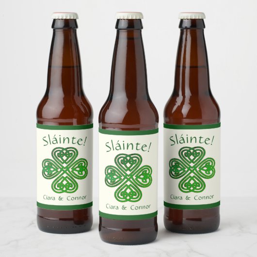 Sláinte Groene Keltische Ierse Shamrock Naam Bier Etiket (Flessen)