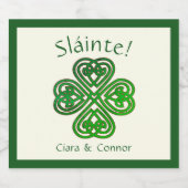 Sláinte Groene Keltische Ierse Shamrock Naam Bier Etiket (Enkel label)