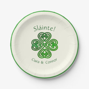 Sláinte Groene Keltische Ierse Shamrock Naam Papieren Bordje