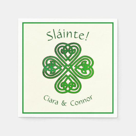 Sláinte Groene Keltische Ierse Shamrock Naam Servet (Voorkant)