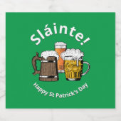 Sláinte! HAPPY ST PATRICK'S DAY Cartoon Beers Bier Etiket (Enkel label)