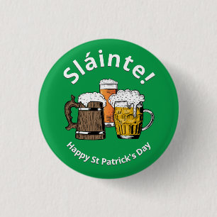 Sláinte! HAPPY ST PATRICK'S DAY Cartoon Beers Ronde Button 3,2 Cm
