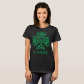 Slainte Irish Green Shamrock Celtic Knot Ireland G T-shirt (Voorkant volledig)