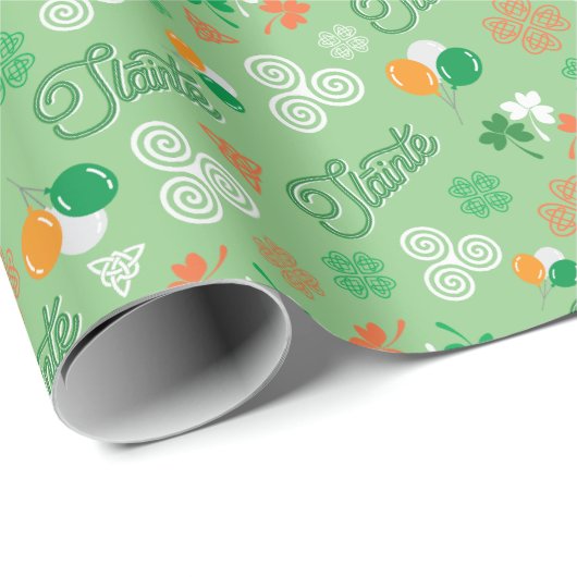 Sláinte Irish Saint Patrick’s Day Green Pattern Cadeaupapier (Rol Hoek)