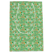 Sláinte Irish Saint Patrick’s Day Green Pattern Medium Cadeauzakje (Voorkant)
