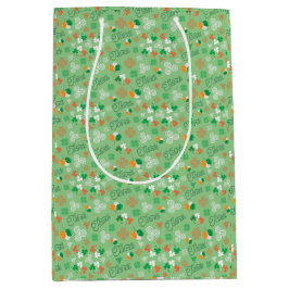 Sláinte Irish Saint Patrick’s Day Green Pattern Medium Cadeauzakje