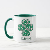 Sláinte Irish Shamrock Green Celtic Cross Clover Mok (Links)