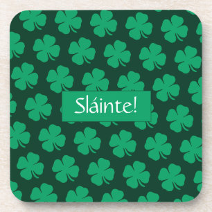 Sláinte Irish Shamrock Green Lucky Clover Bier Onderzetter
