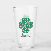 Sláinte Irish Shamrock Green Lucky Clover Glas (Achterkant)