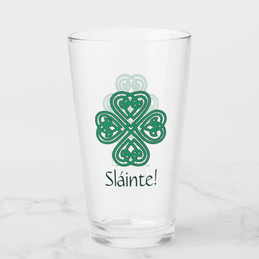 Sláinte Irish Shamrock Green Lucky Clover Glas (Achterkant)
