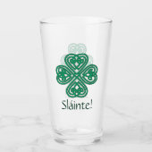 Sláinte Irish Shamrock Green Lucky Clover Glas (Voorkant)